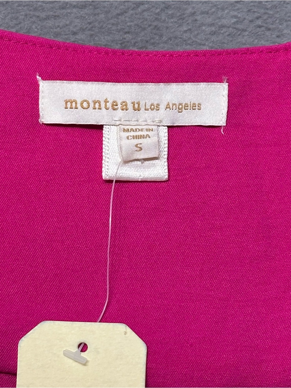 Monteau Los Angeles Womens Small Dress Pink Ruched Flutter Sleeve Mini NWT - Picture 6 of 12